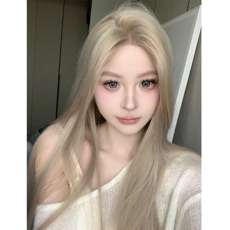 椰子-【危险派对】假发女小额蕾丝长直发发中分日常全头套