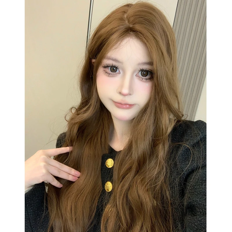 【千金归来】假发女小额蕾丝水波纹一字前额发中分日常全头套-椰子