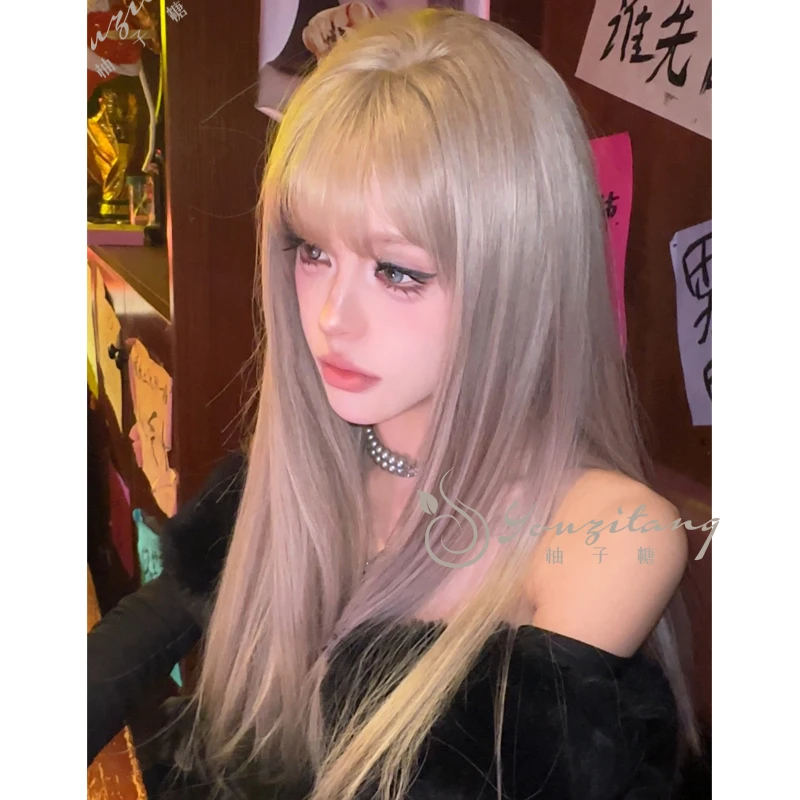 【珍珠米灰】假发女自然Lolita长直发jk逼真头套-约67CM