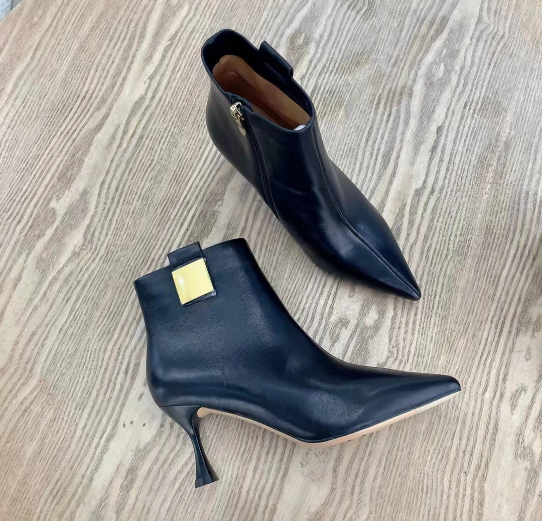 朱朱家正品秋冬新品2961167左她佳人外羊皮内牛皮高档矮靴