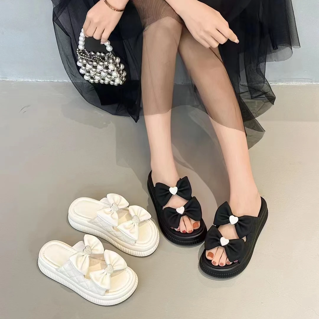 专柜正品2288129蝴蝶结厚底拖鞋夏季外穿网红爆款配裙子百搭凉拖