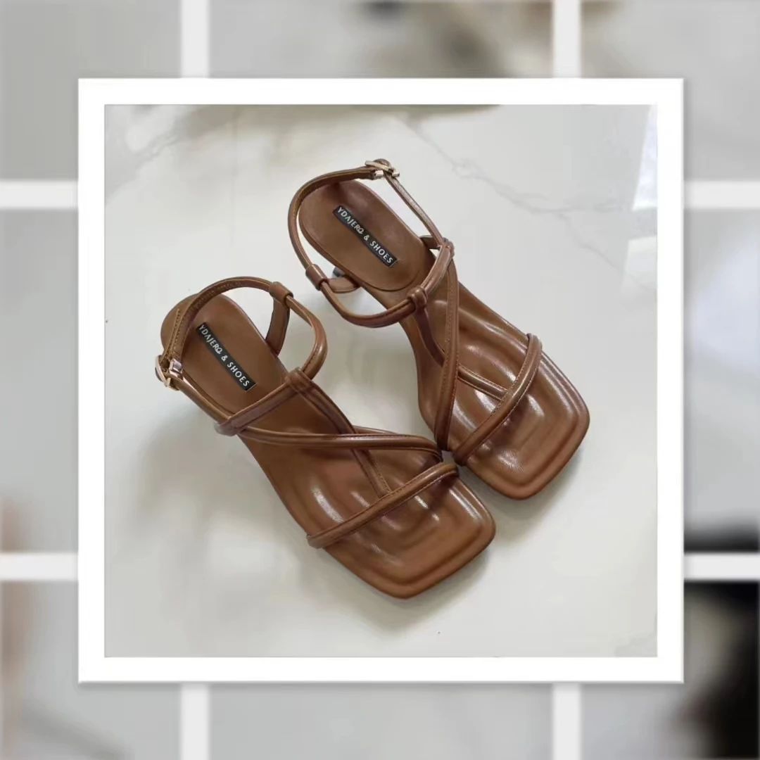 专柜正品310612细跟高跟凉鞋女夏季新款仙女风法式性感一字带鞋子