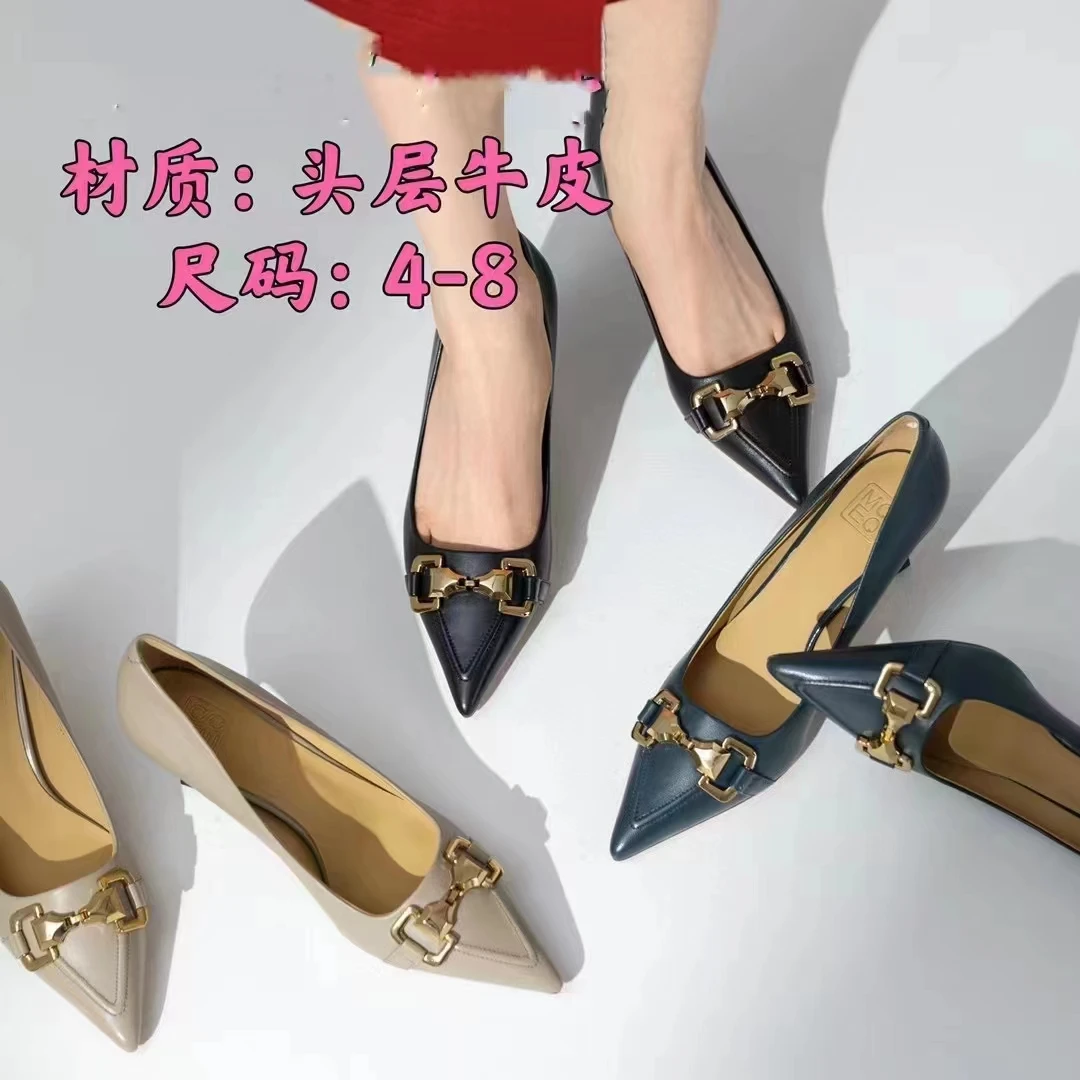 已开价， 61915牛皮六公分高跟鞋尖头气质时尚女鞋细跟单鞋