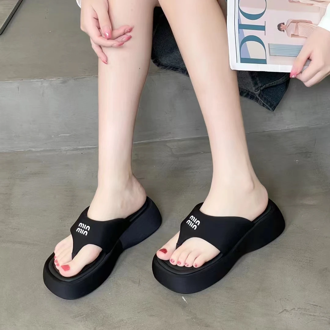 专柜正品361197厚底夹脚人字拖鞋外穿夏季时尚增高高跟小凉拖凉鞋