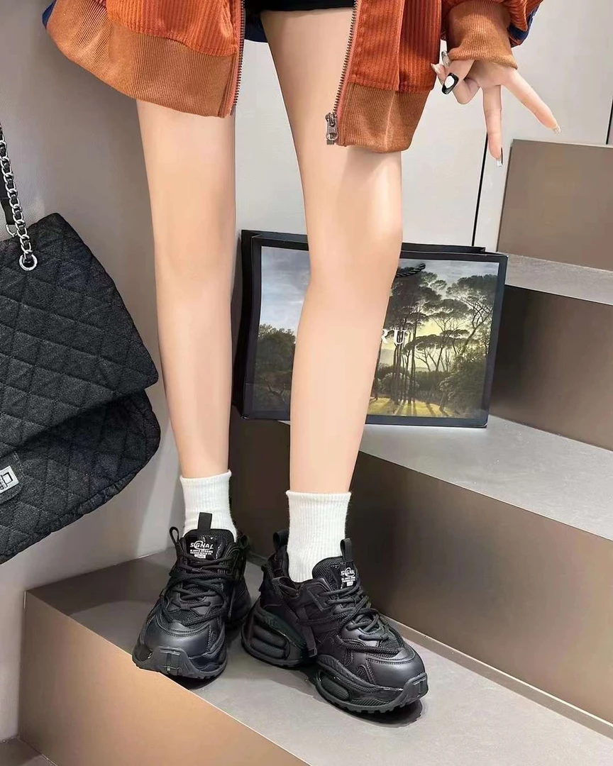 朱朱姐2023秋冬新款228887耐磨防滑气垫底时尚潮流增高老爹鞋女