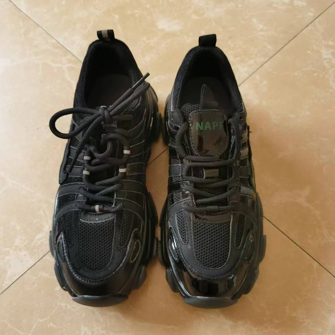 专柜正品281118厚底黑色老爹鞋女2024新款系带增高百搭透气运动鞋