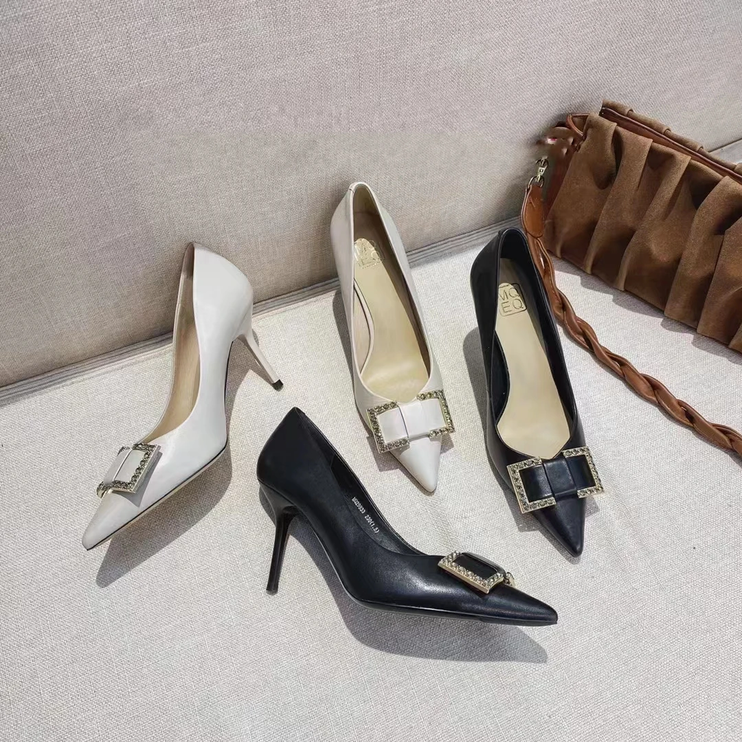 朱朱姐29833 牛皮七公分细跟高跟鞋百搭浅口气质时尚女鞋