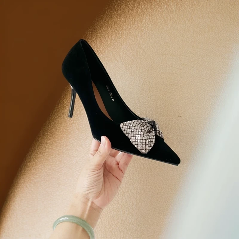 专柜正品26N361秋季高级水钻优雅气质质8厘米不累脚细高跟女单鞋