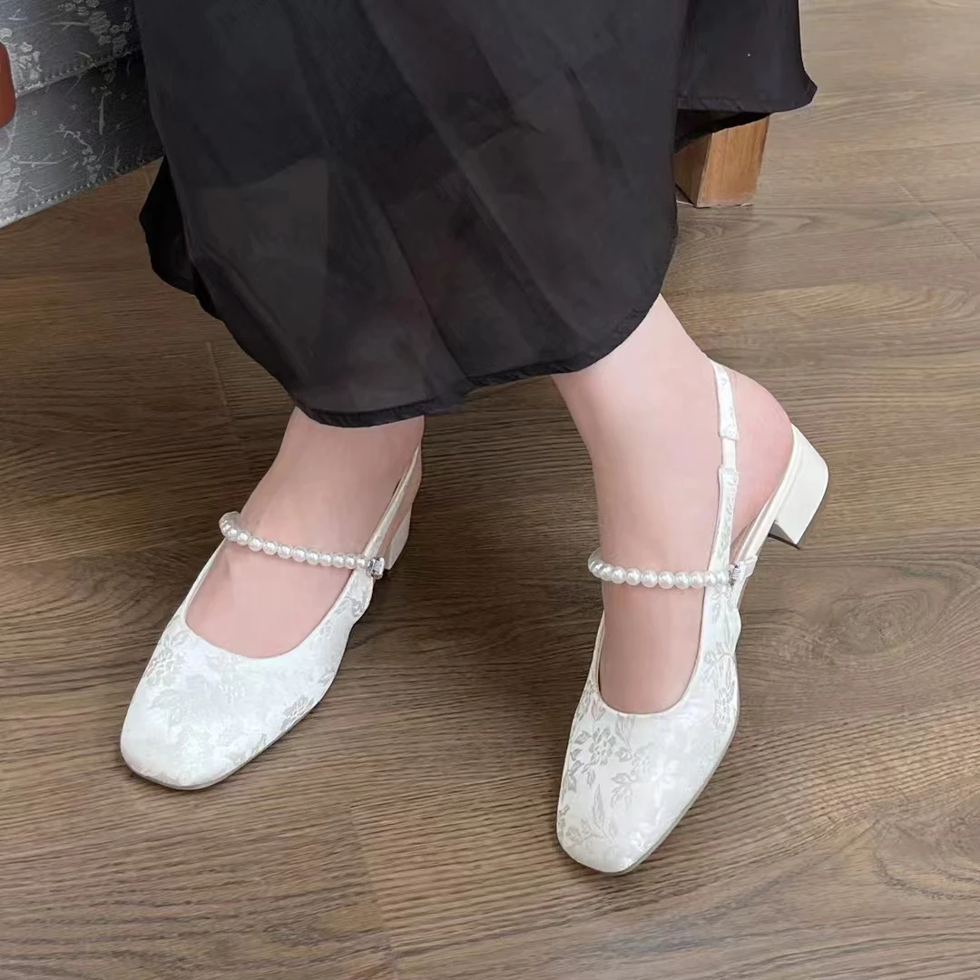 专柜正品883515包头凉鞋夏季新中式配裙子古风刺绣旗袍玛丽珍鞋