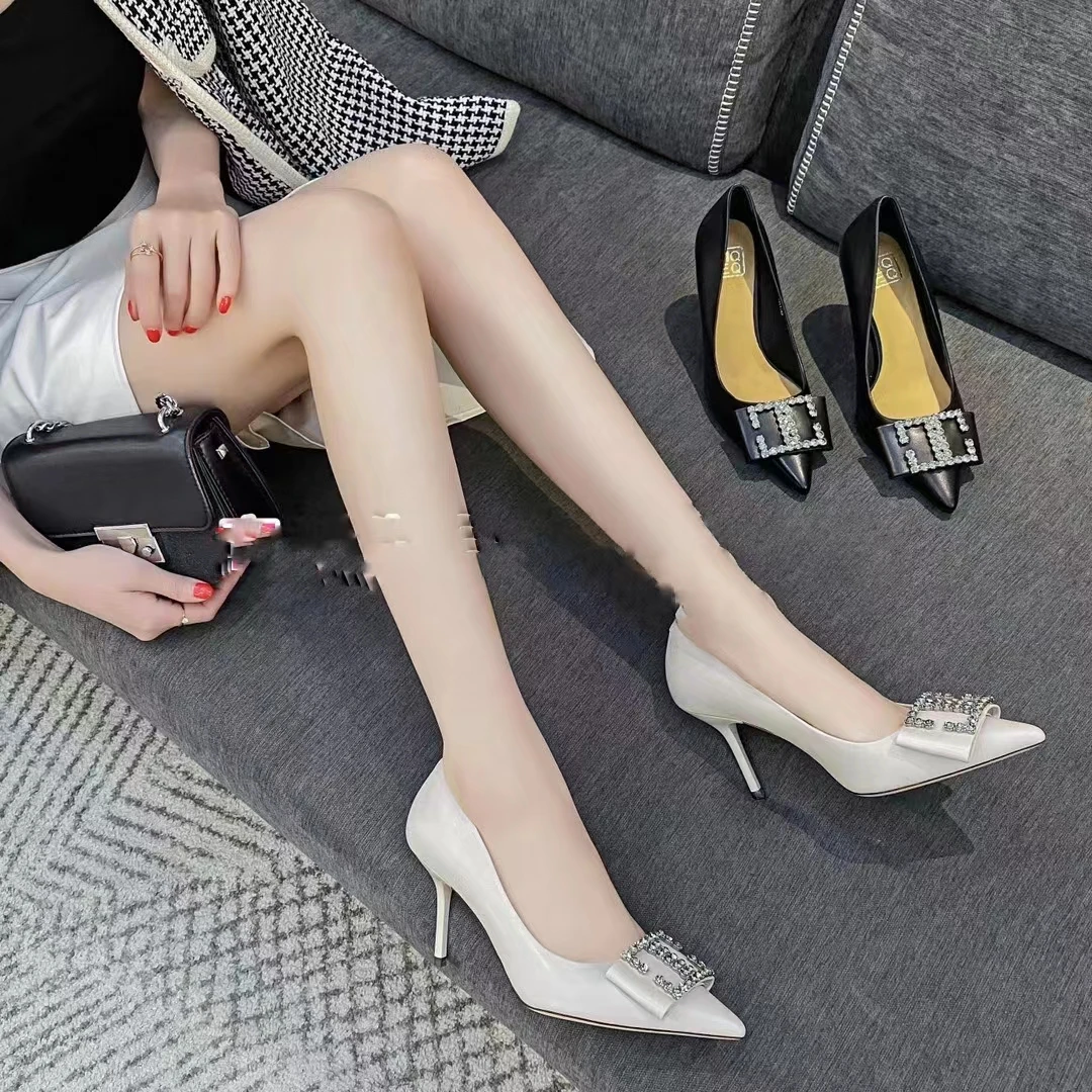 朱朱姐29835牛皮七公分细跟高跟鞋浅口百搭气质尖头