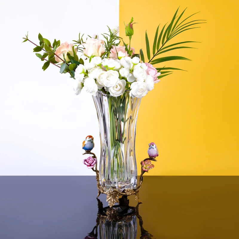 【華禧堂】北欧轻奢捷克水晶/阳台玻璃花瓶/客厅书房办公/装饰摆件