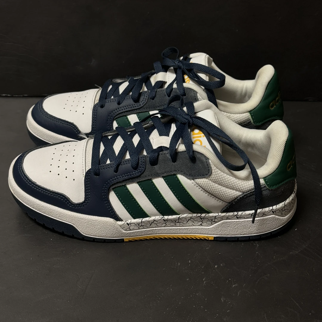 41码/adidas 低帮 白绿蓝 板鞋