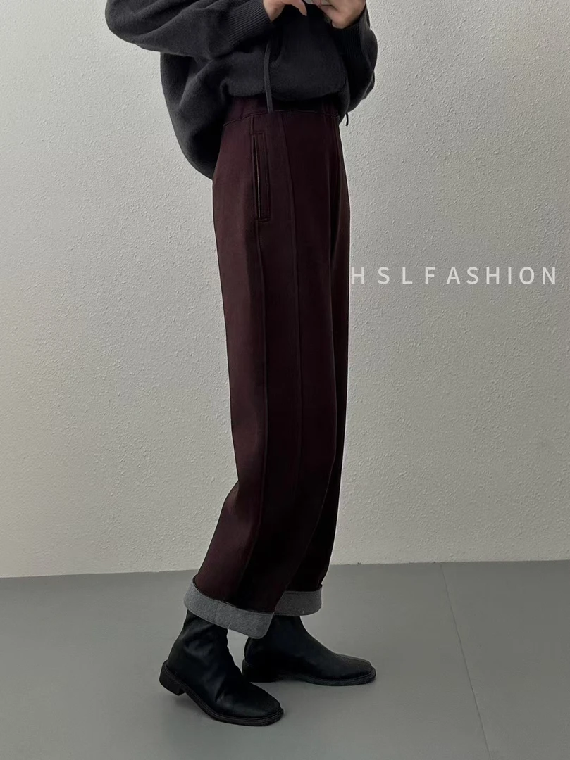 【幸运华华】6677冬季新款萝卜裤薄绒哈伦裤毛呢休闲女裤