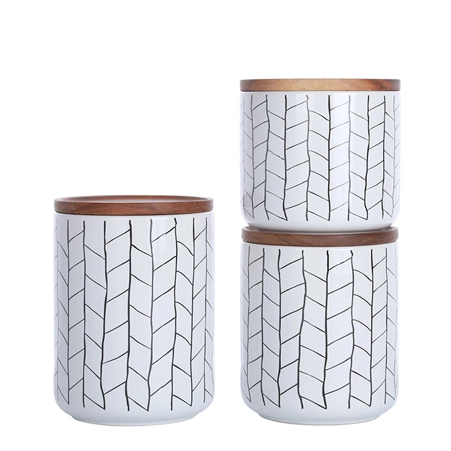 家用印花储物陶瓷茶叶五谷杂粮多功能罐糖果罐欧式简约轻奢时尚