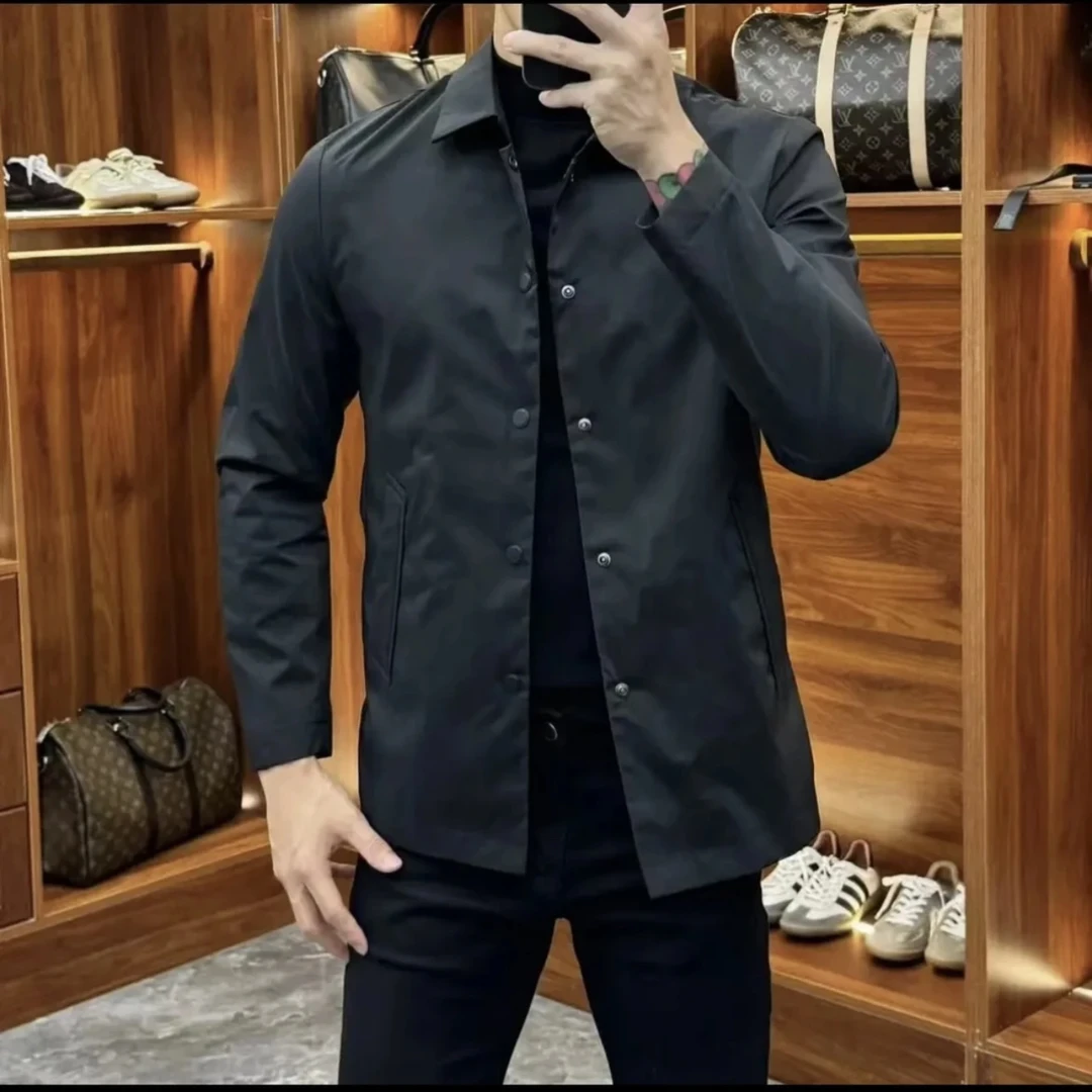 2024秋季新款男士行政夹克外套纯色百搭韩版简约商务休闲透气帅气