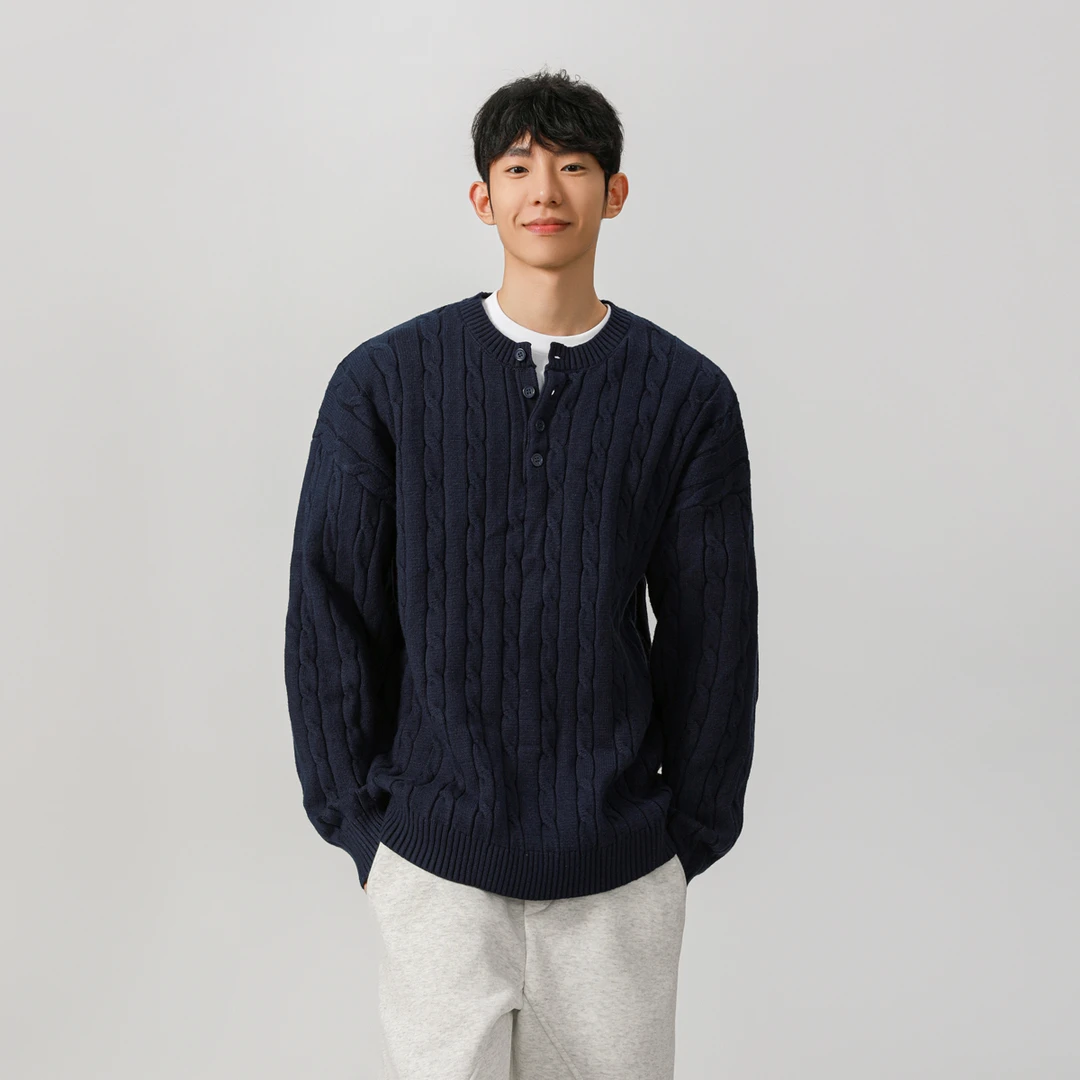 V37高级感慵懒毛衣过年红2025春季韩系百搭冷淡风休闲潮流针织衫