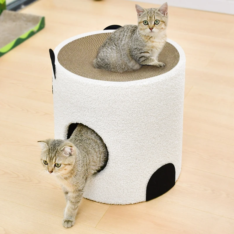 熊猫猫爬架猫窝猫抓板保暖毛绒窝冬季猫睡床爬架猫抓窝