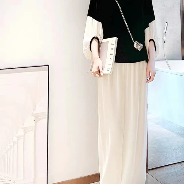 陈诺服饰-百搭高腰显瘦丝绒阔腿裤908#春夏垂感长裤宽松拖地女士