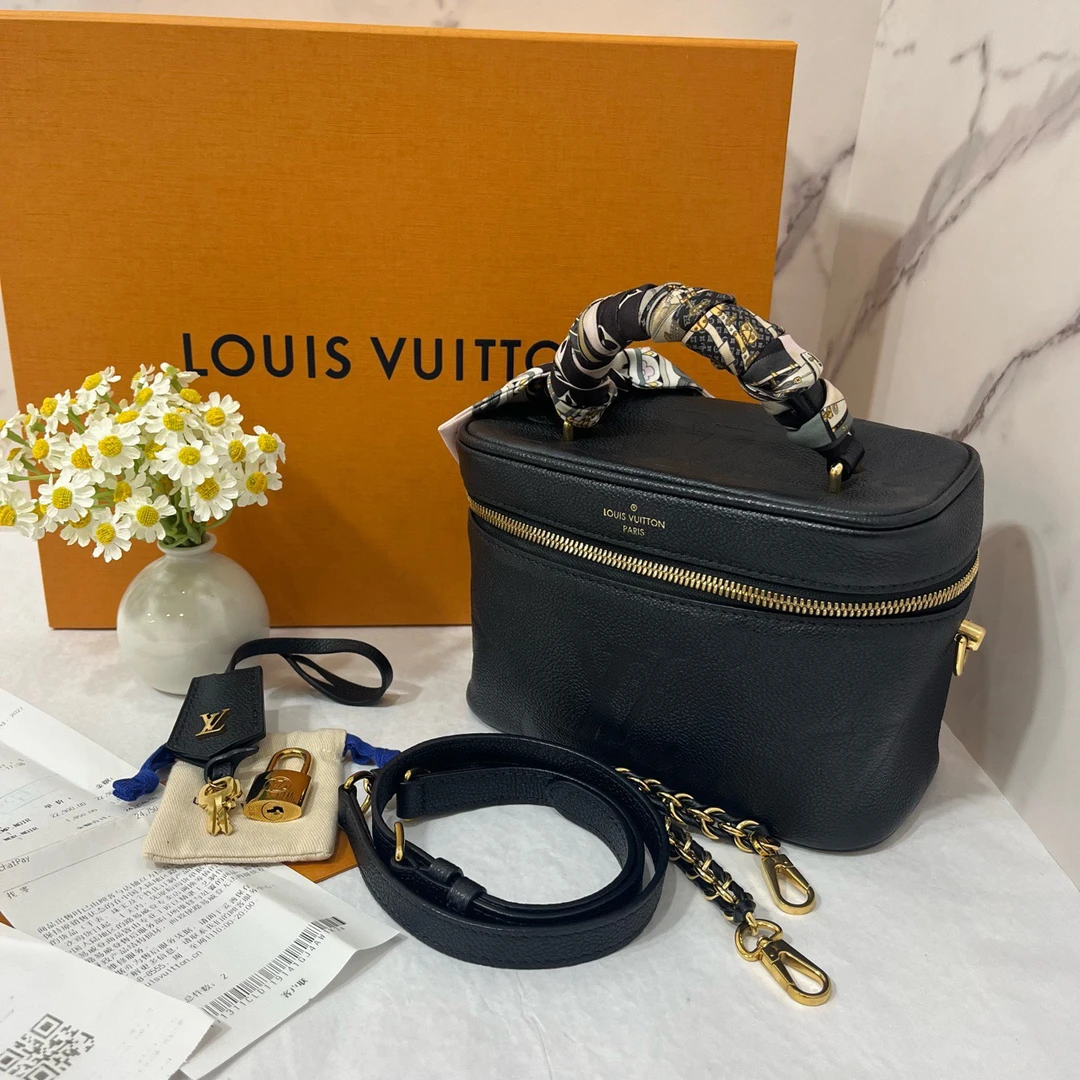 95新 LouisVuitton/路易威登 LV路易威登 vanity黑色全皮化妆包