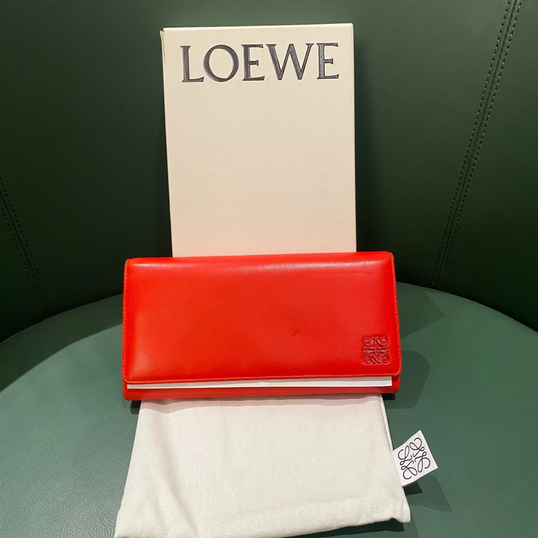 99新 LOEWE/罗意威 Loewe罗意威 长款钱包红色 16年061602