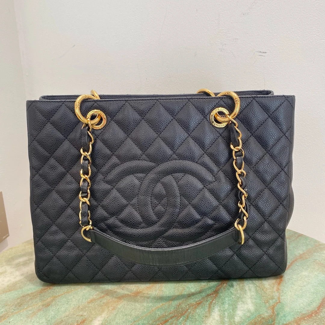 95新 Chanel/香奈儿 香奈儿Chanel 黑金GST 中号 15开无卡