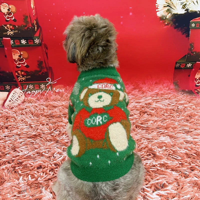 宠物秋冬圣诞节圣诞衣服貂绒加厚保暖雪耐瑞比熊博美法斗泰迪衣服