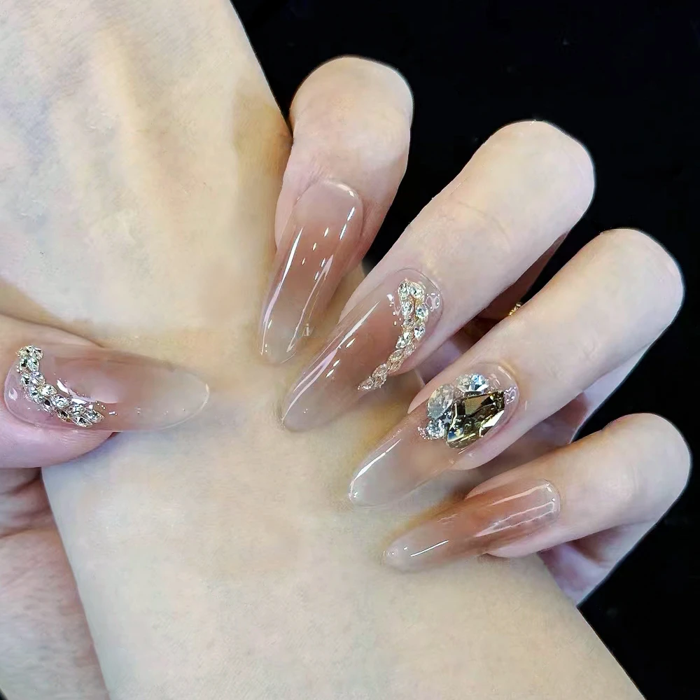 【迷醉星光】中长梯手工穿戴甲带钻爆闪高级感显白轻奢美甲指甲贴片