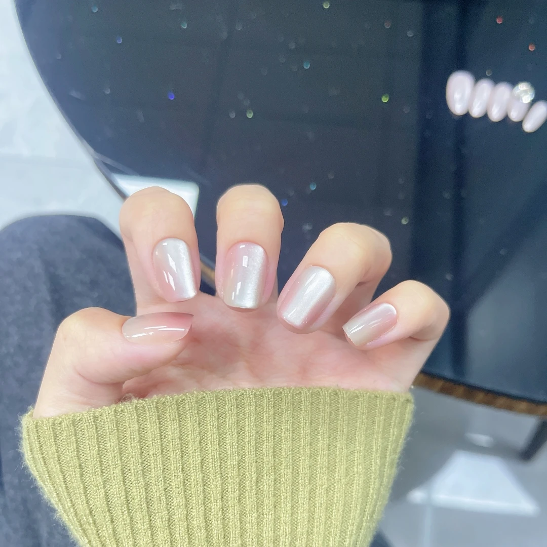 【琉璃】短方圆形手工穿戴甲带钻爆闪高级感显白美甲指甲贴片