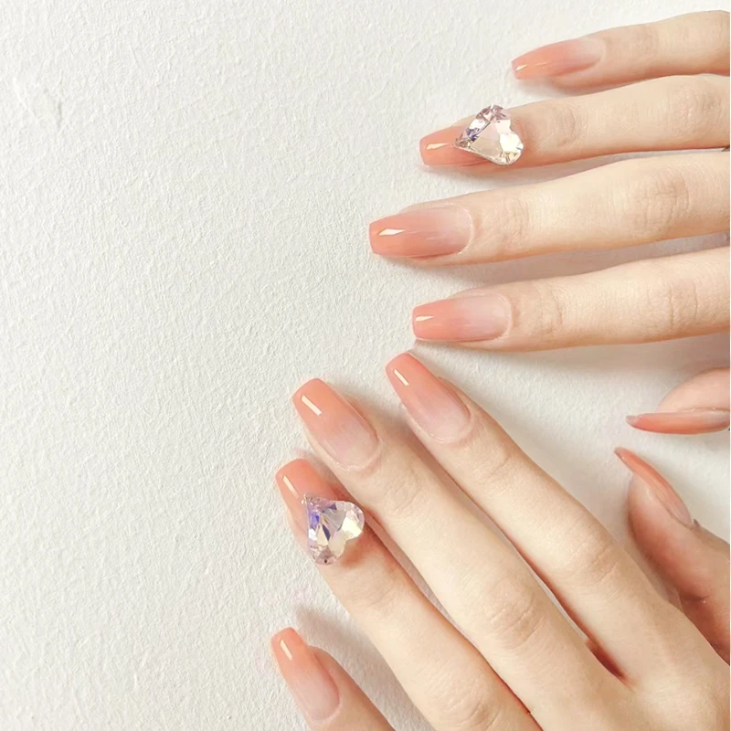 【倾心】短梯形 穿戴甲带钻爆闪手工美甲高级感显白轻奢指甲贴片