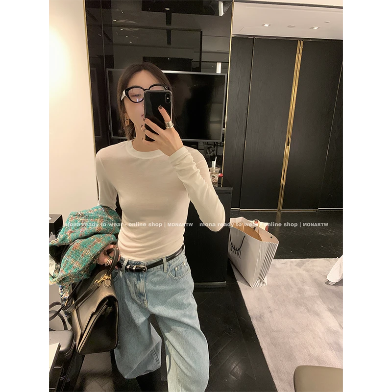 【MONA折扣款 】MONA 天丝羊毛圆领百搭长袖恤 O123Y03343