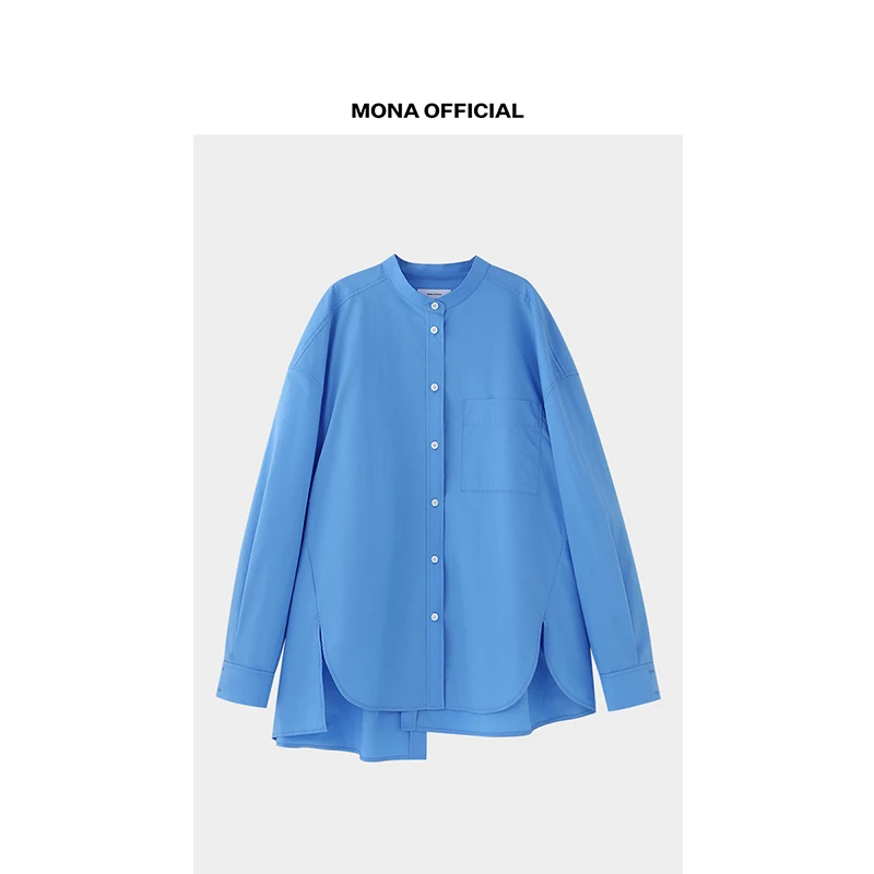 【新品】MONA OFFICIAL 长绒棉 百搭立领长袖衬衫 Z1C351672
