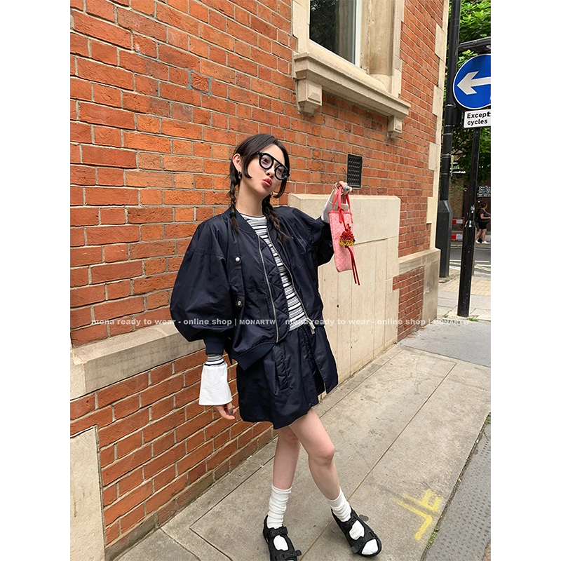 【Mona张绮贤】MONA 时尚宽松 外套高腰裤裙套装O124T01933