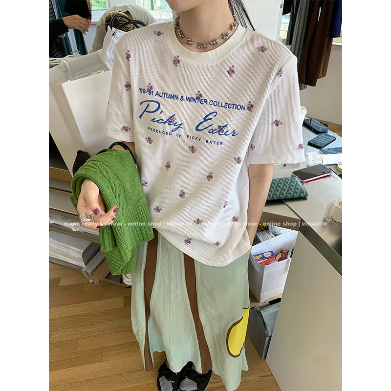 【MONA折扣款】MONA70棉 印花华夫格 长短袖t恤 OA242019