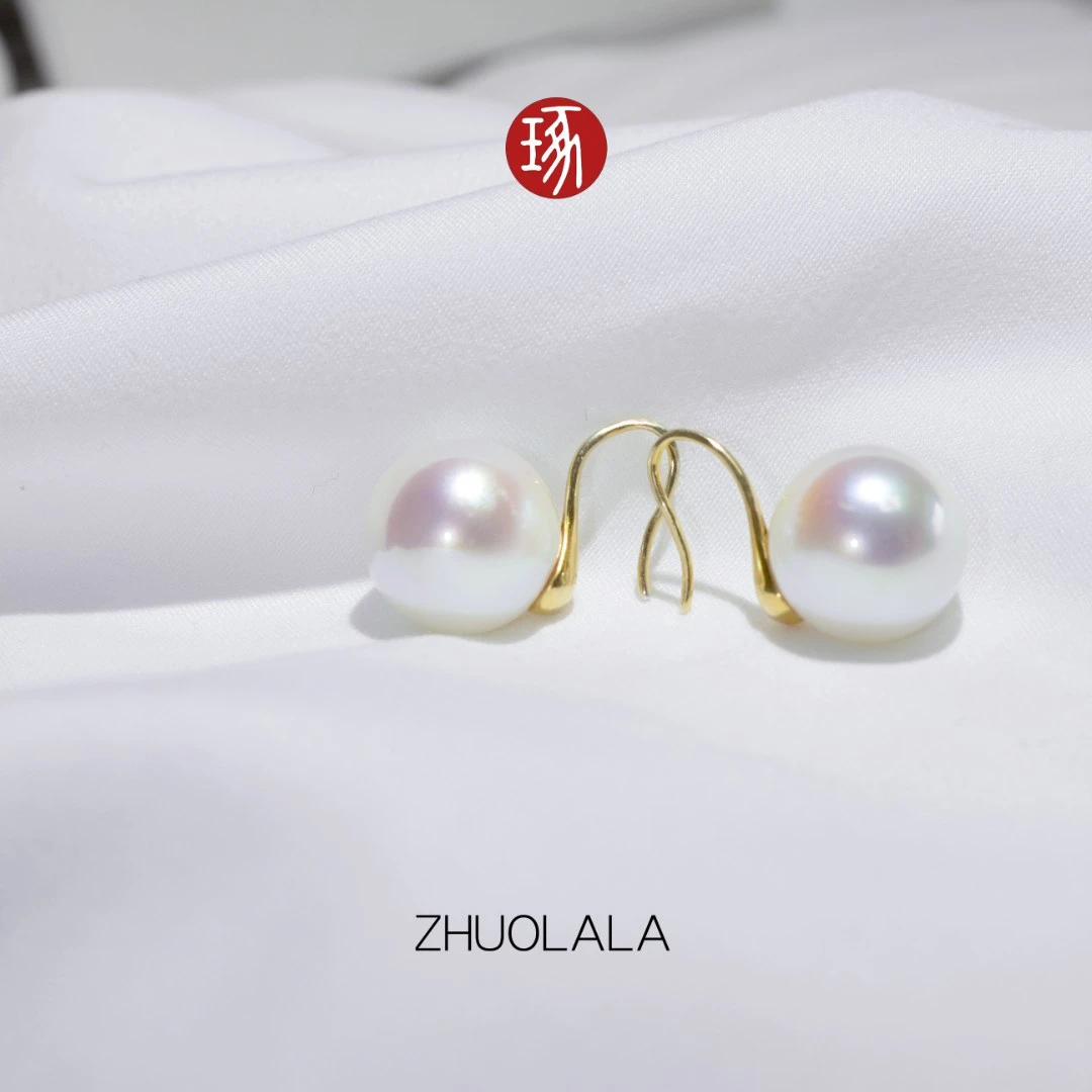 琢啦啦 925银仿珍珠耳饰 复古耳钉粉光轻奢经典法式优雅时尚ins