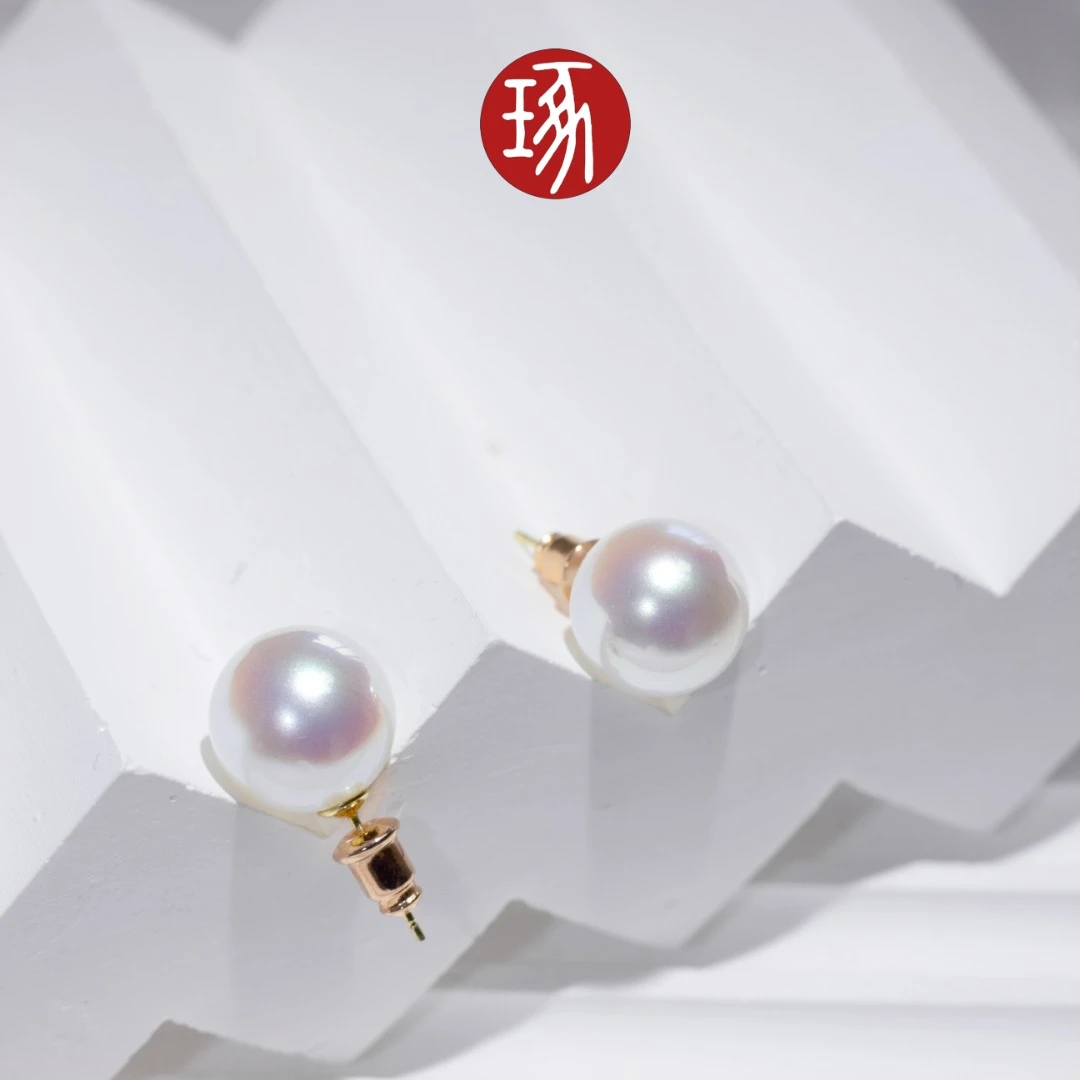 琢啦啦 925银仿珍珠耳饰 复古珍珠耳钉粉光轻奢经典法式百搭ins