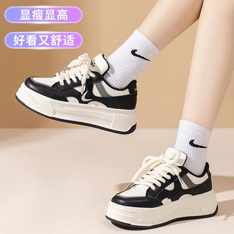 小白鞋女2024新款爆款春季时尚厚底运动板鞋百搭小众ins潮老爹鞋