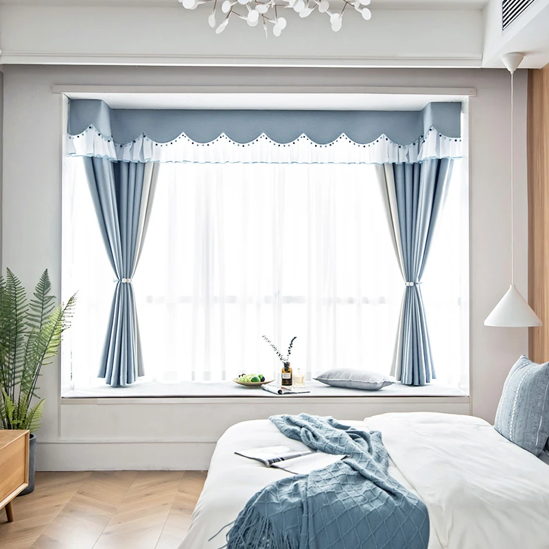 飘窗窗帘窗幔定制双面仿羊绒面料高端精品窗帘