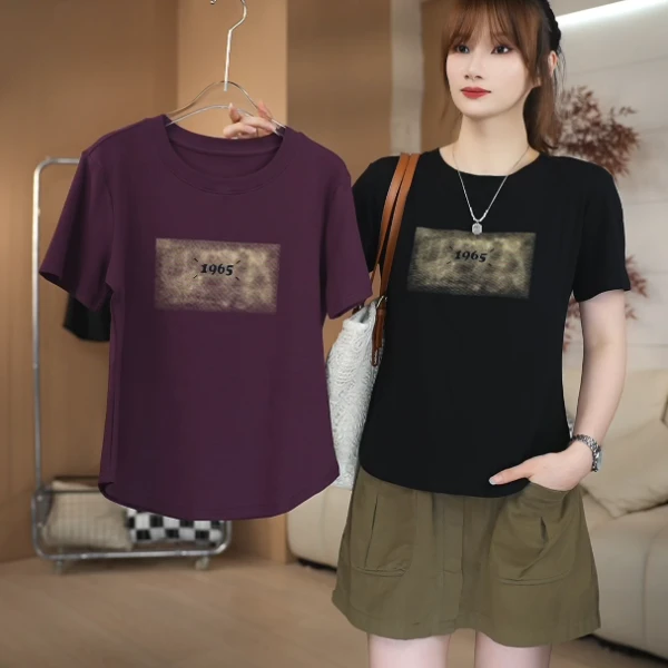 SHUOBAI/说白1965数字 减龄遮肉 修身显瘦 短袖T恤 898#  ZS