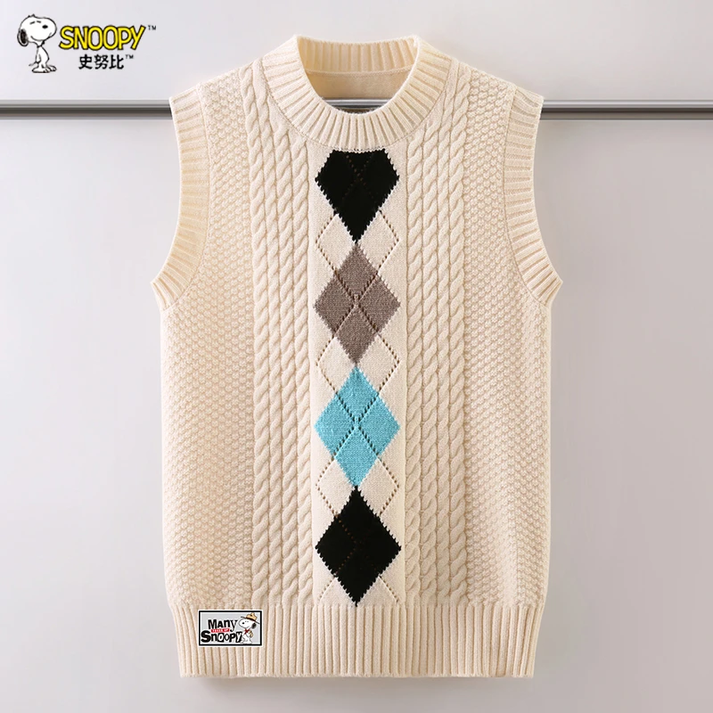 Snoopy/史努比男童毛衣背心新款春秋大童针织衫秋冬款学院风马甲