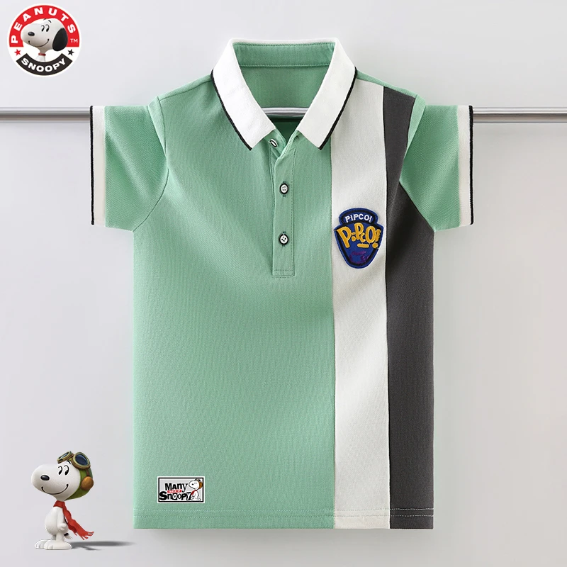 Snoopy/史努比Polo衫短袖珠地棉透气宽松休闲翻领半袖T恤帅气潮流