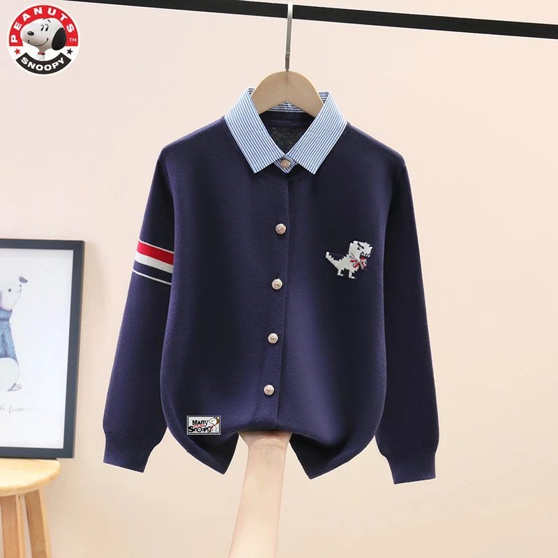 Snoopy/史努比男童针织开衫春秋新韩版春装上衣男休闲假两件外套