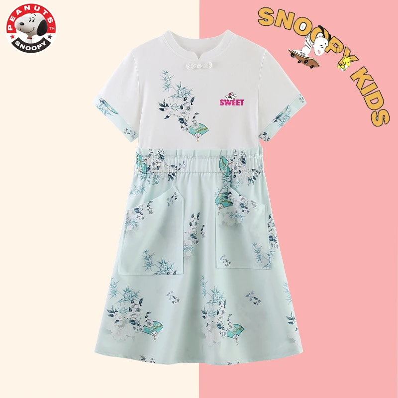 Snoopy/史努比夏款女童2024新款儿童夏季国风大女孩新中式连衣裙