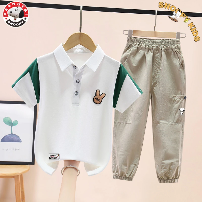 Snoopy/史努比男童休闲夏装套装中大童帅气长裤两件套儿童衣服潮