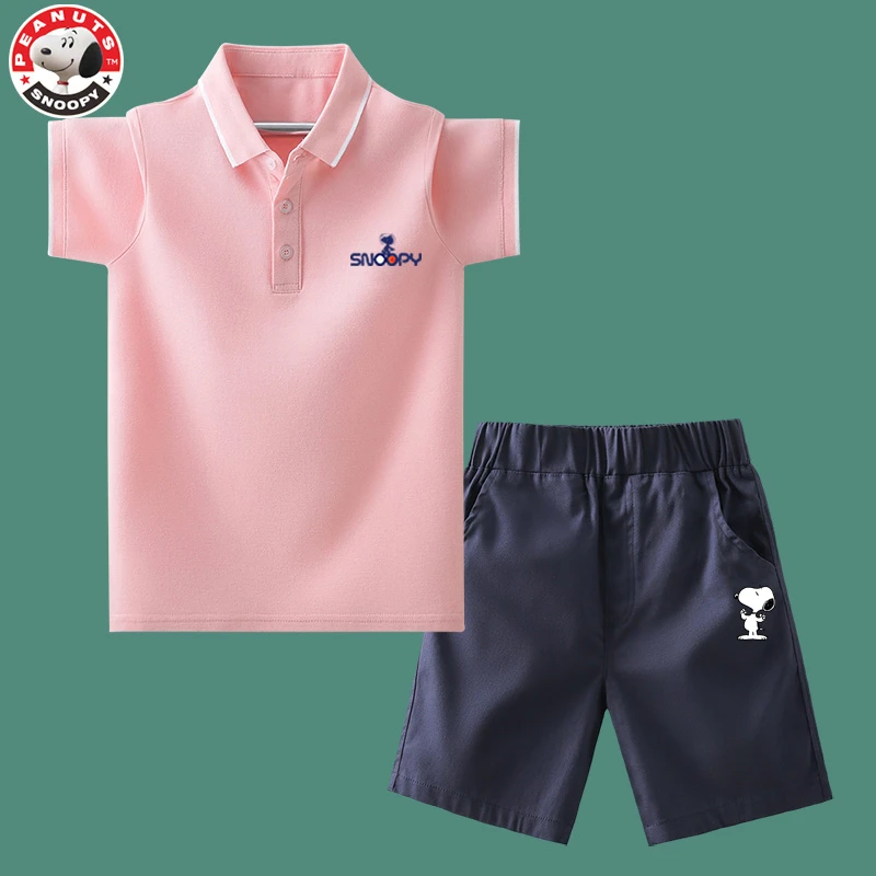 Snoopy/史努比男童短袖套装2026夏季新款中大童休闲两件套夏装潮