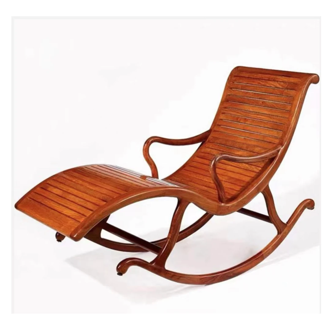国标红木大果紫檀休闲摇摇椅休闲躺椅仙作工艺榫卯家具缅甸花梨