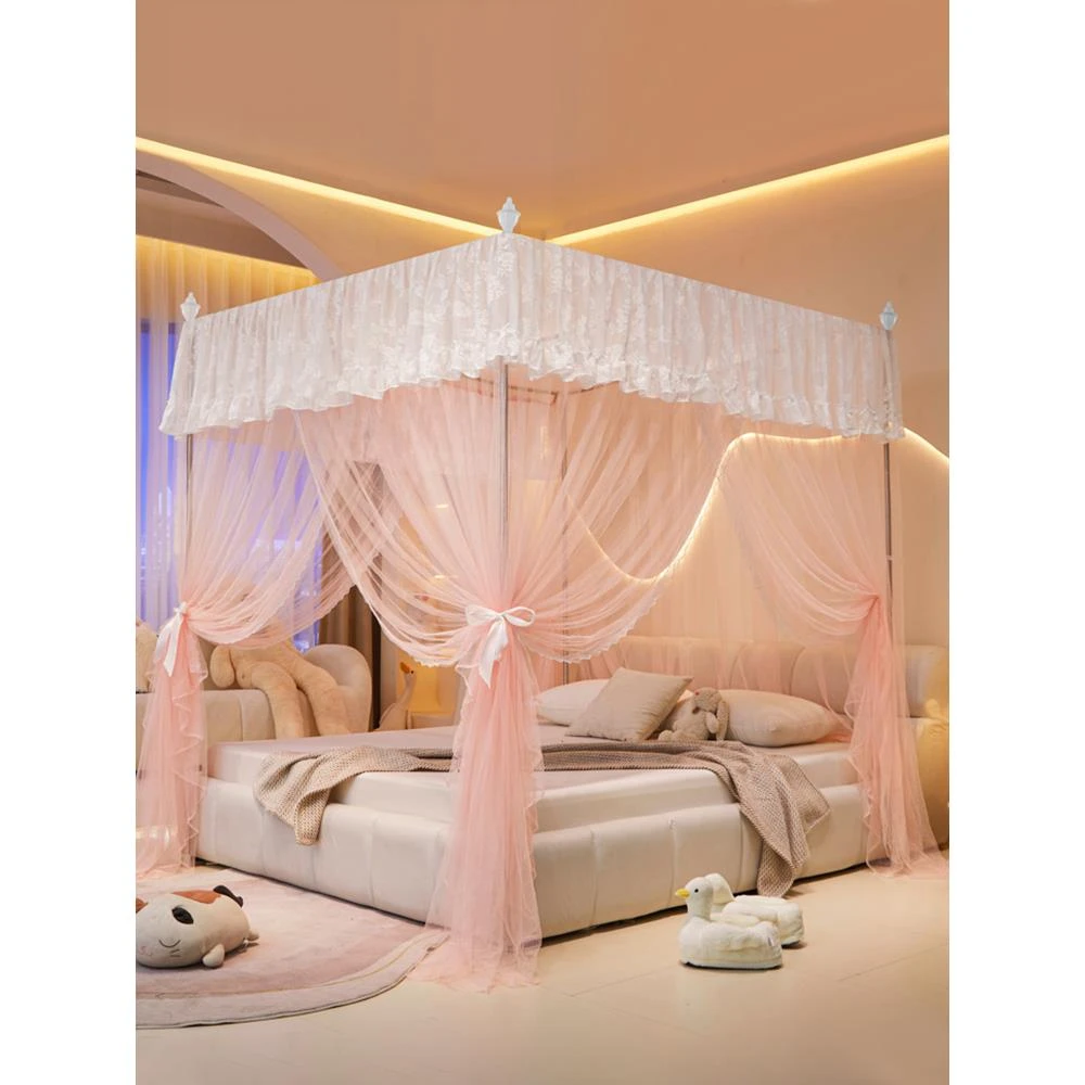 蚊帐家用2024年新款卧室落地1米5床纹账免安装支架加粗加厚单账纱