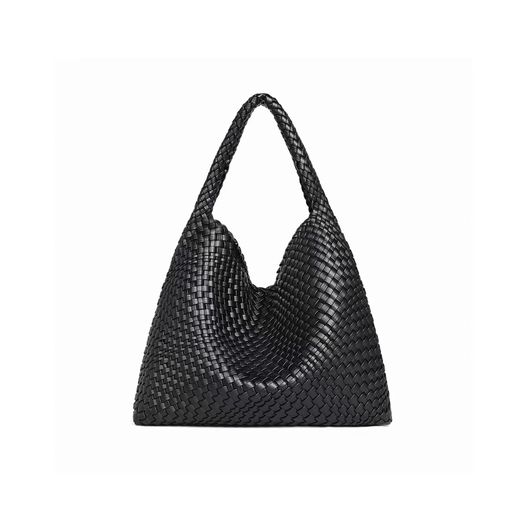 PELLE RASE手工真皮包015新款编织潮流女包黑色