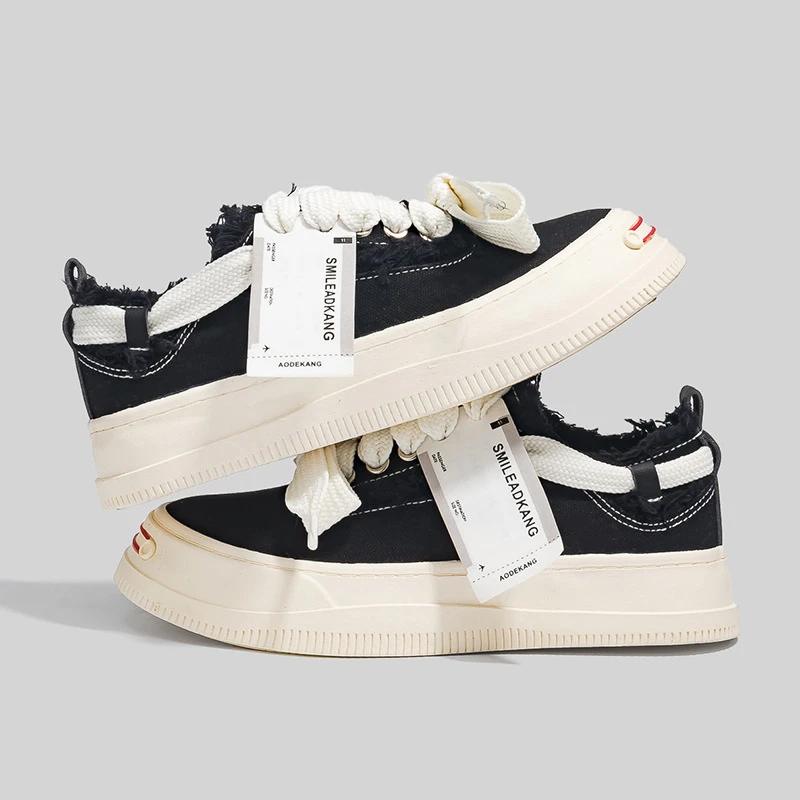檀健次同款厚底增高帆布鞋女2023夏季新款开口笑休闲板鞋乞丐鞋