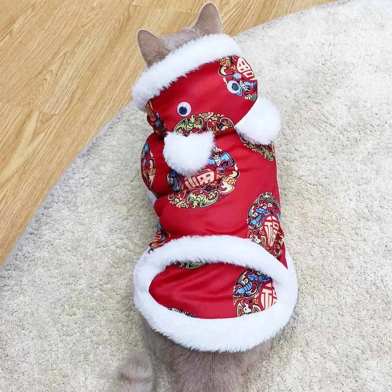狗狗猫咪衣服冬季新年拜年唐装泰迪博美比熊中小型犬宠物过年喜庆