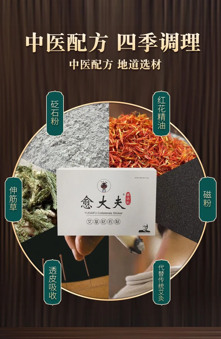 愈大夫通络贴艾草砭石贴草本萃取缓解中老年颈肩腰椎疼痛贴膏正品